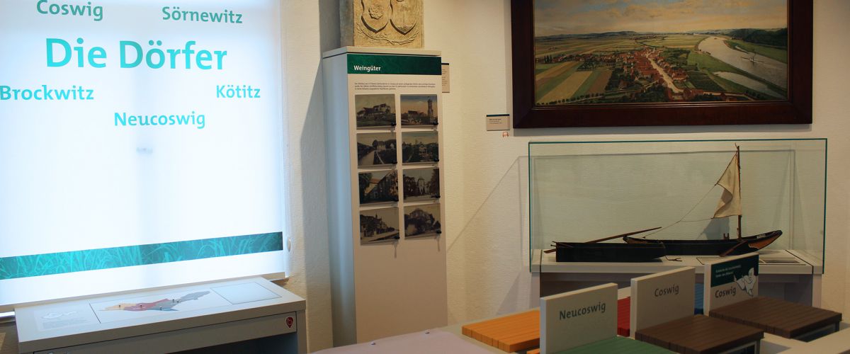 Blick in Ausstellungsraum Dörfer Coswigs